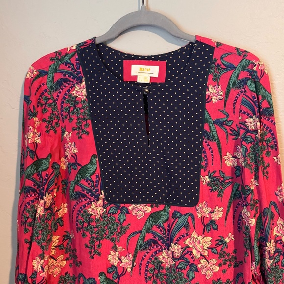 Anthropologie Maeve Floral Long Sleeve Dress with Polka Dot Accents - Picture 10 of 13